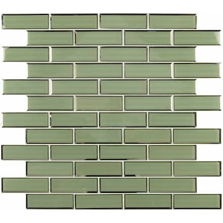 Evergreen 11.73 In. X 11.73 In. X 8 Mm Textured Beveled Subway Glass Mosaic Wall Tile,10PK